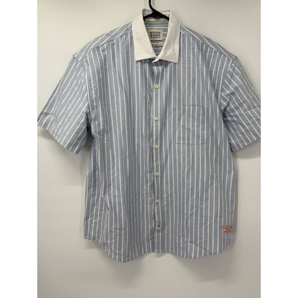 Scotch & Soda Other - Scotch & Soda Amsterdam Men Sz M Boxy Pinpoint Stripe Riviera Short Sleeve Shirt